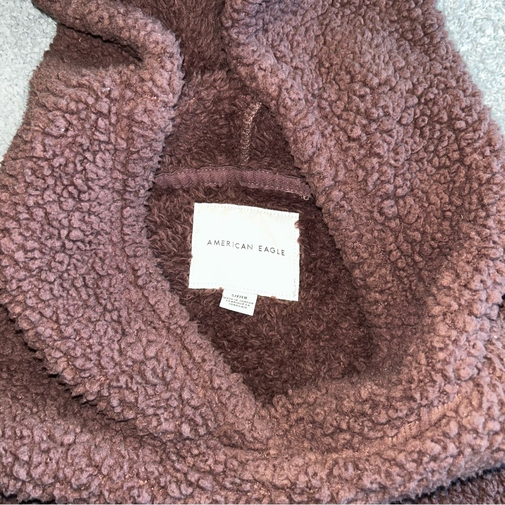 American Eagle Outfitters Brown Sherpa Hoodie size small - Picture 3 of 5